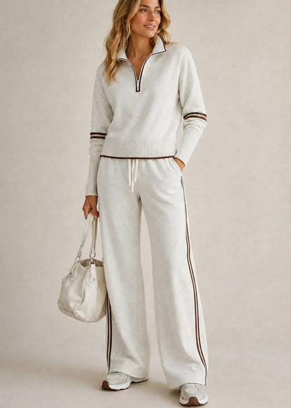 Kate™ | Pullover mit Halbem Reißverschluss & Weiter Hose