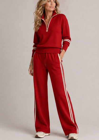Kate™ | Pullover mit Halbem Reißverschluss & Weiter Hose