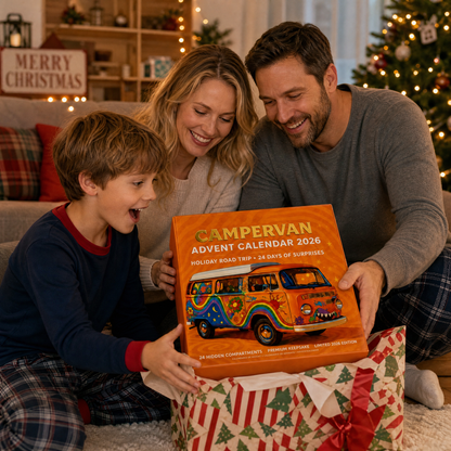 Adventskalender mit Campingbussen für Kinder 2026 — 24 Retro-Busse