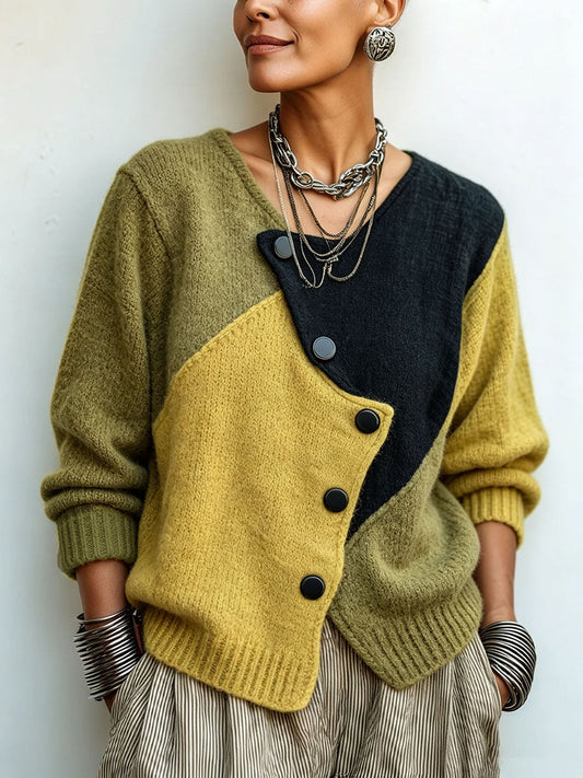 Mosaic™ | Asymmetrischer Color-Block Strickpullover