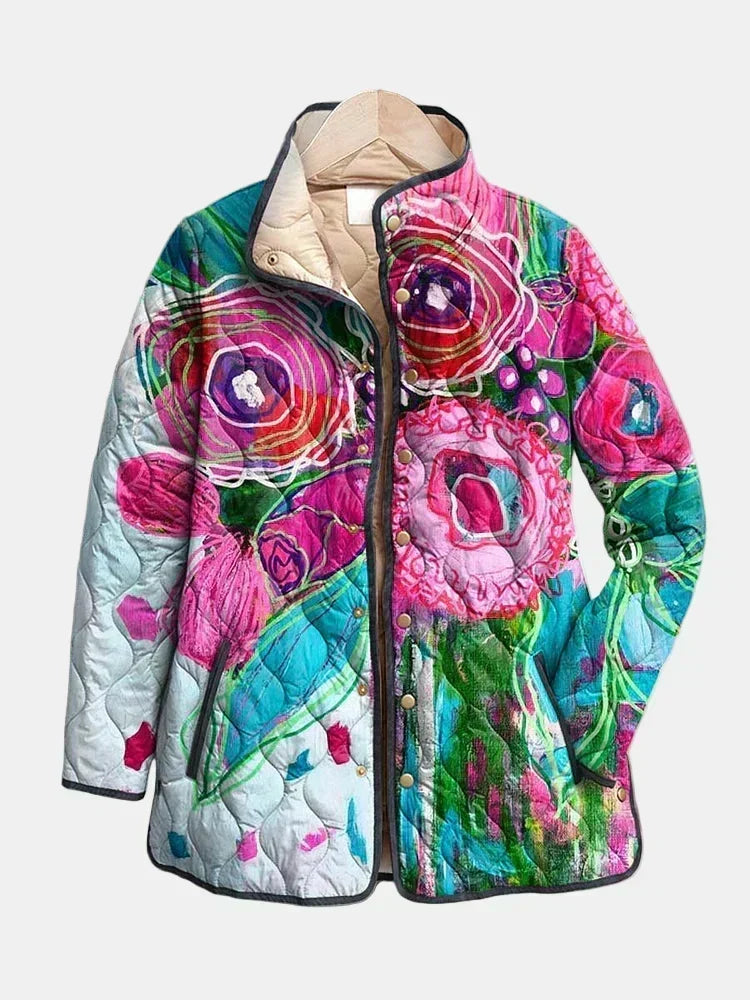 Gesteppte Jacke mit Blumenmuster IV