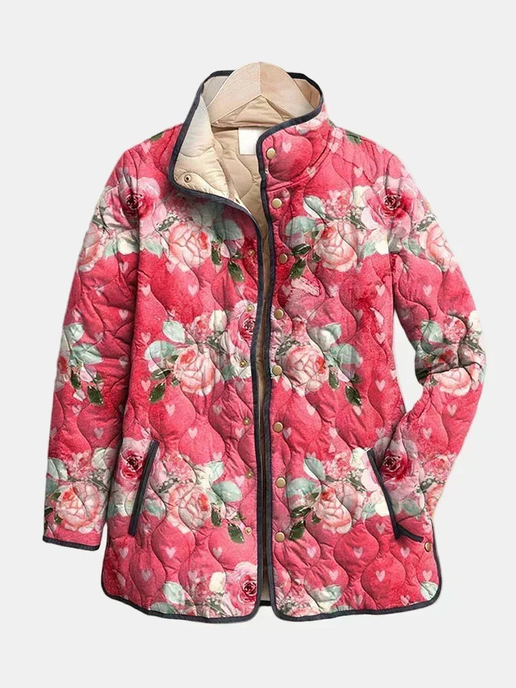 Gesteppte Jacke mit Rosa Blumenmuster